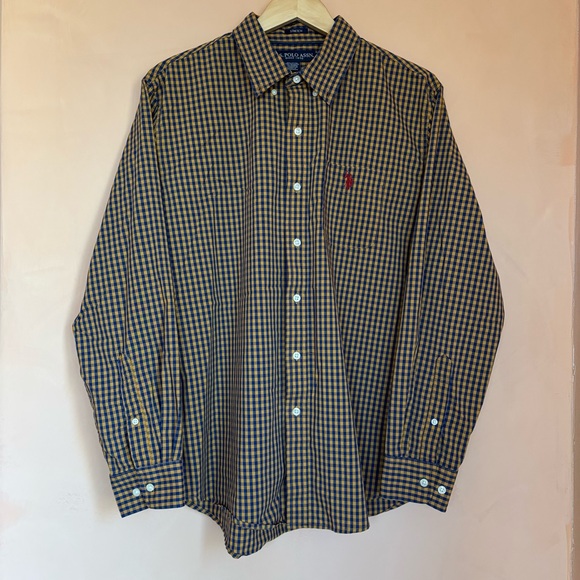 U.S. Polo Assn. Other - US Polo Assn. Men’s Yellow/Navy Button Down Top L